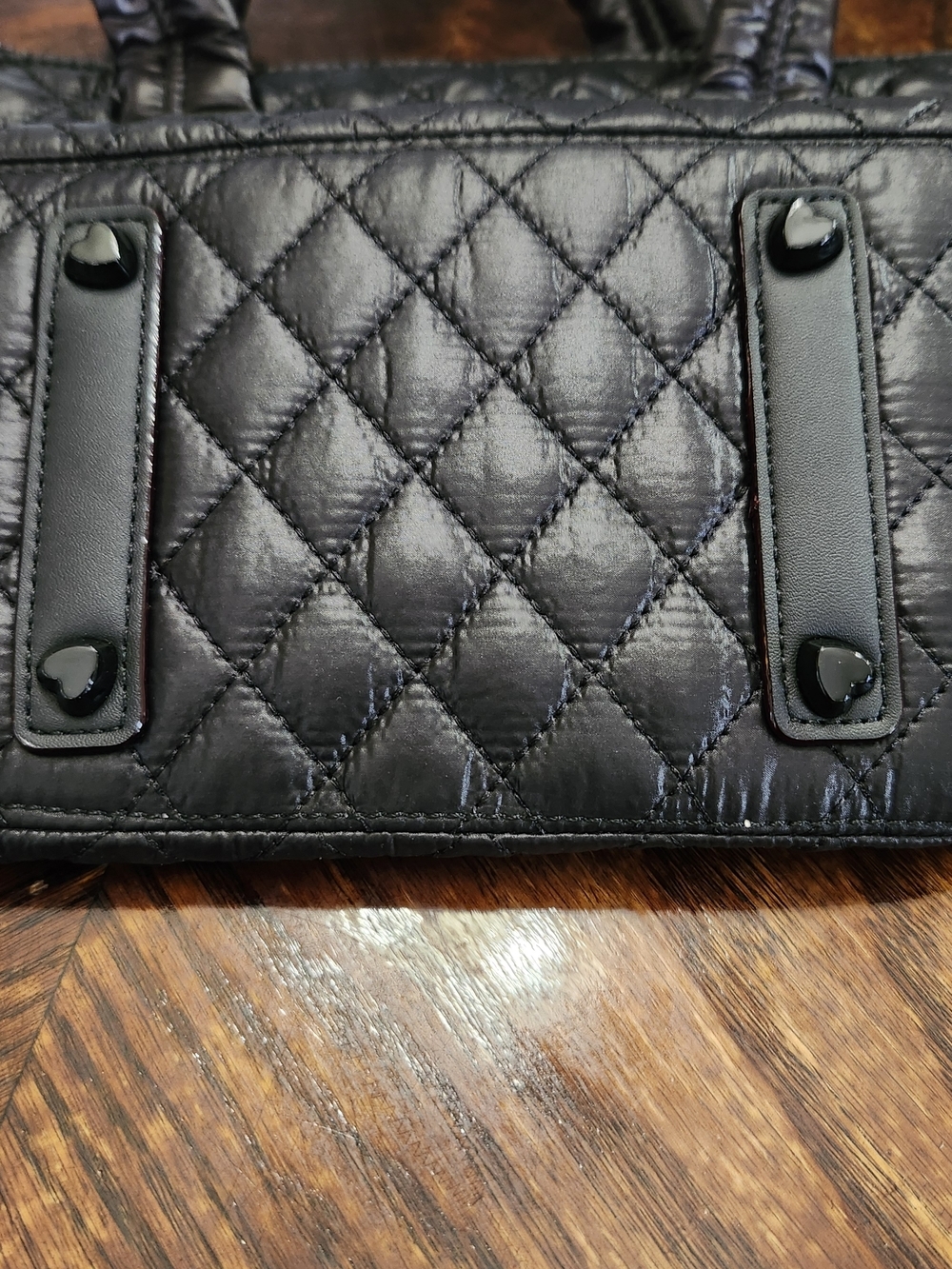 NWT Black Quitled Puffer Satchel With Croasbody Strap - Picture 5 of 7
